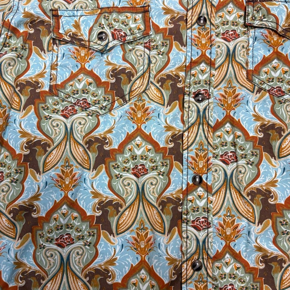 Cody James Blue Paisley Floral Pearl Snap Western Shirt Mens Size M - Picture 3 of 5
